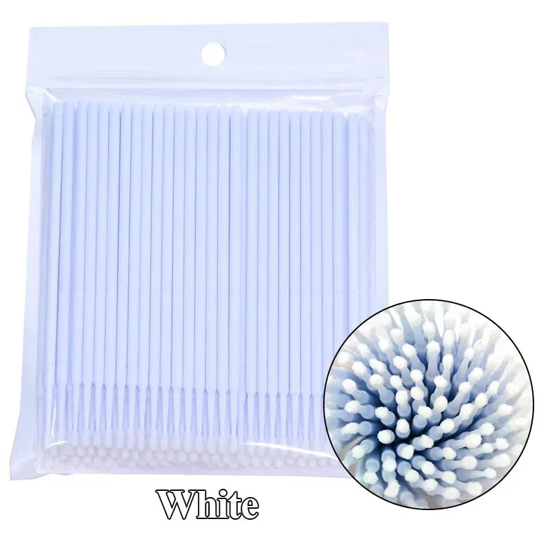 Brush Lash Extension 100Pcs Eyelash Cleaning Micro Cotton Swab Individual Eyelashes Microbrush Beauty Makeup Clean Remover Tools LadyShow.Store