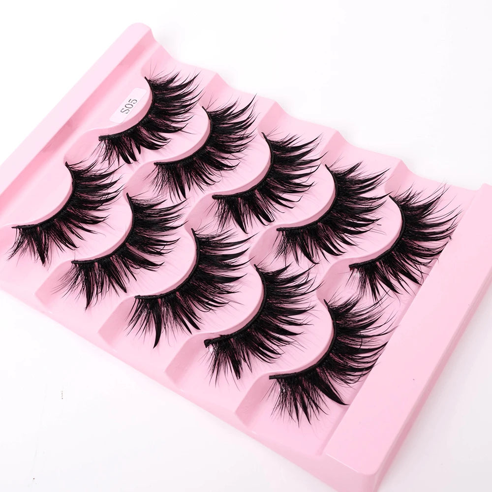 Yiernuo 1/5 Pairs Cosplay Anime Eyelashes Manga Lashes Dramatic Fairy Clusters Lashes Wet Look Lashes Pi-Mart