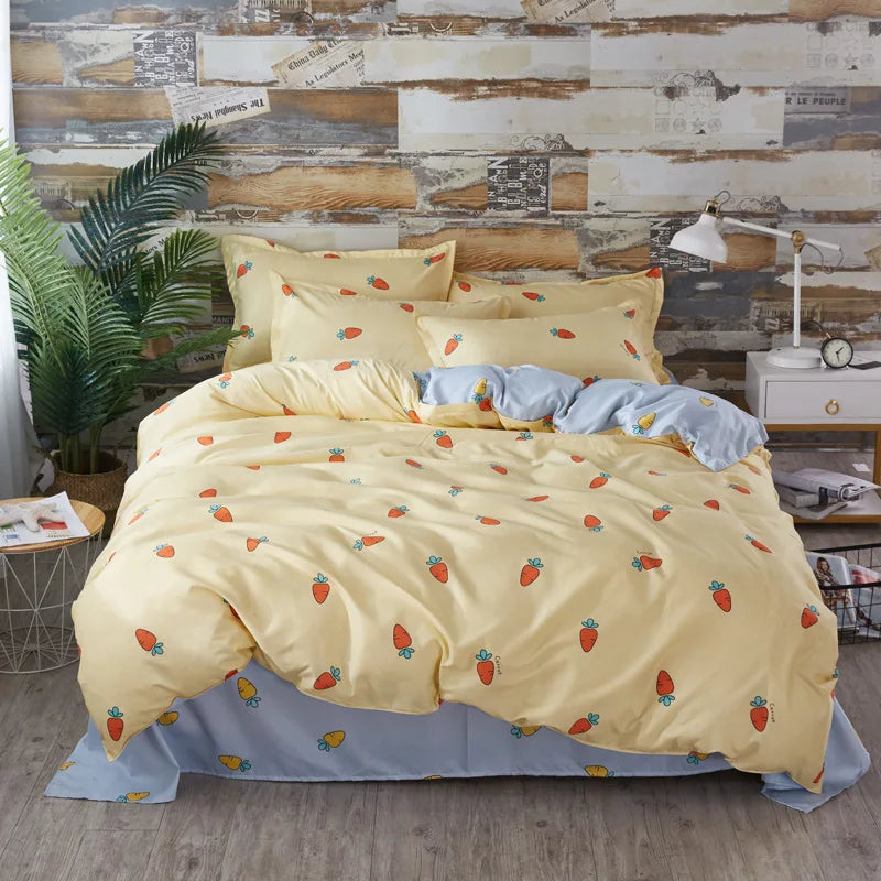 Lovely Cartoon King Size Duvet Cover Set 220x240 Skin Friendly Double Bed Quilt Cover Blanket Comforter Cover and Pillowcase Pi-Mart