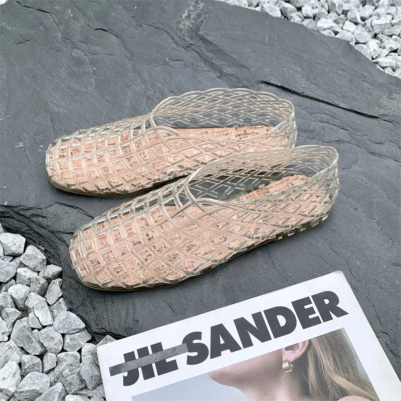 2025 Women's New Flat Sandals with Hollow PVC Breathable Summer Outerwear Baotou Bag and Casual Jelly Sandals LadyShow.Store