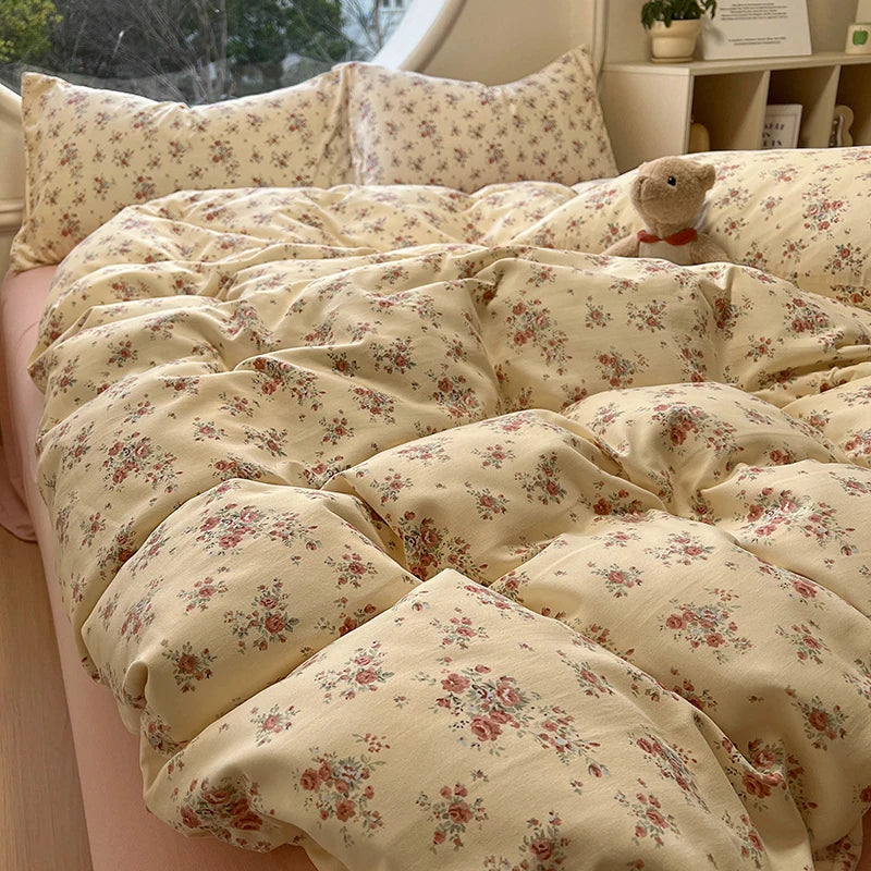 Floral Style Duvet Cover Soft Quilt Cover Single/Double/Queen Size Comforter Covers Girls Room Bedding (Pillowcase Need Order) Pi-Mart