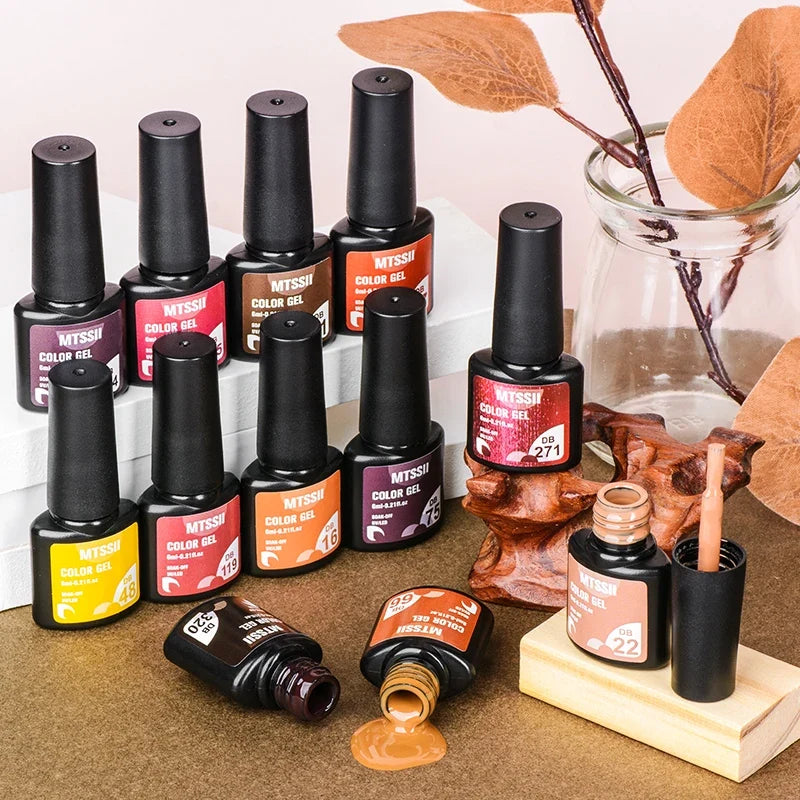 Mtssii 6ML Chocolate Color Gel Nail Polish Brown Semi Permanent UV Gel Autumn Winter Popular Soak Off Nail Art Gel Varnishes Tri Light Beauty
