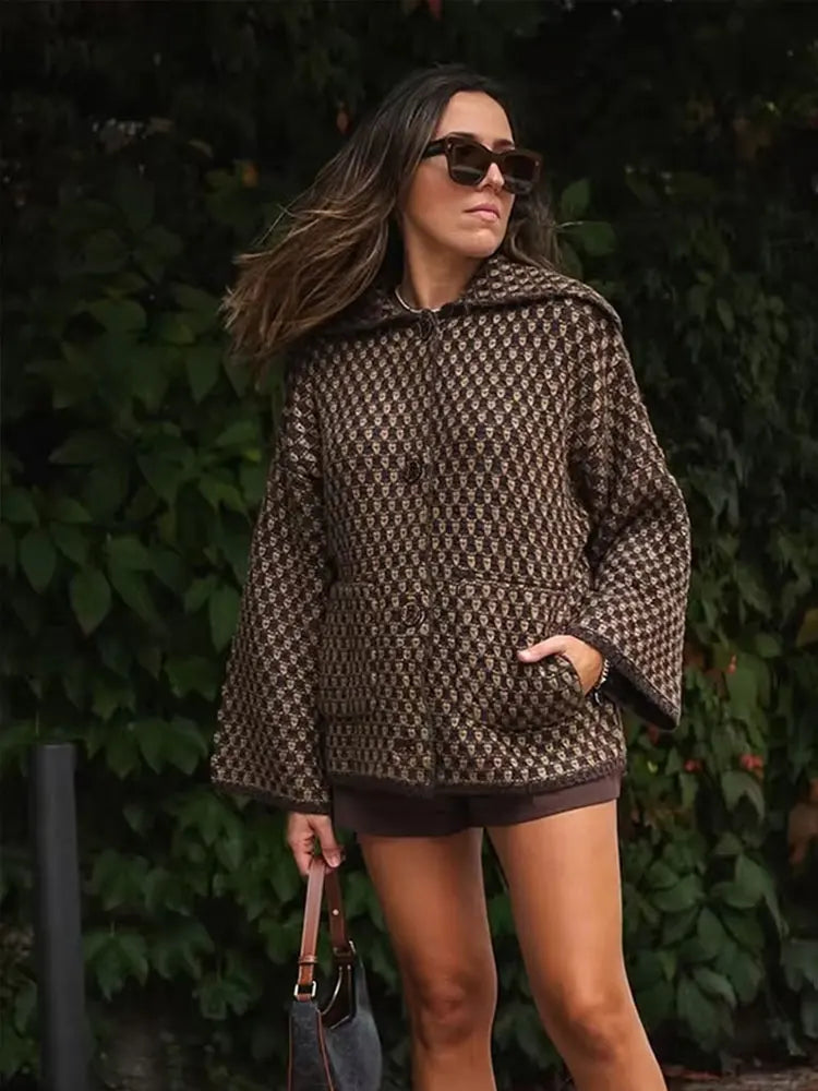 HH 2026 Spring Jacket For Women Loose Casual Knitted Cardigans Lapel Single Breasted Long Sleeve Sweater Coat High Street Tops LadyShow.Store
