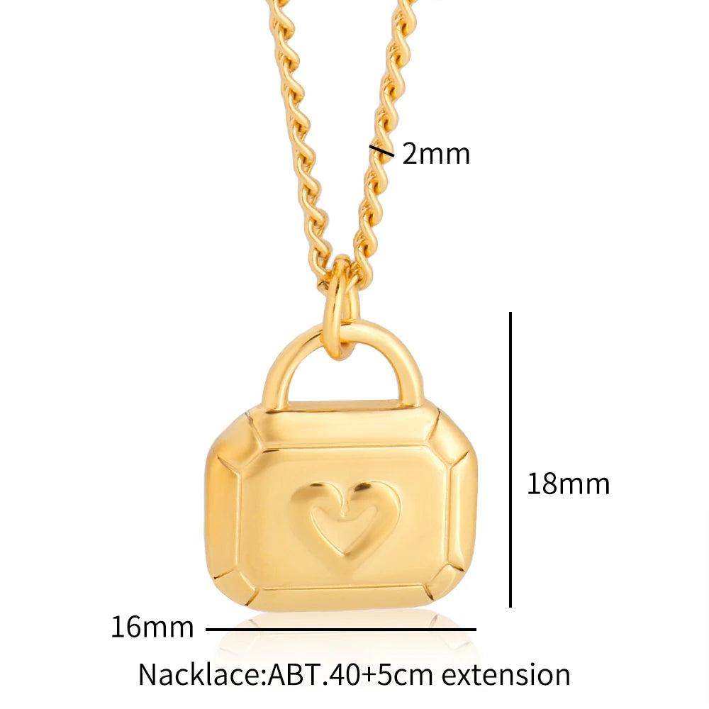 Stainless Steel Heart-shaped Pendant Necklace Metal Waterproof Jewelry For Women Pi-Mart