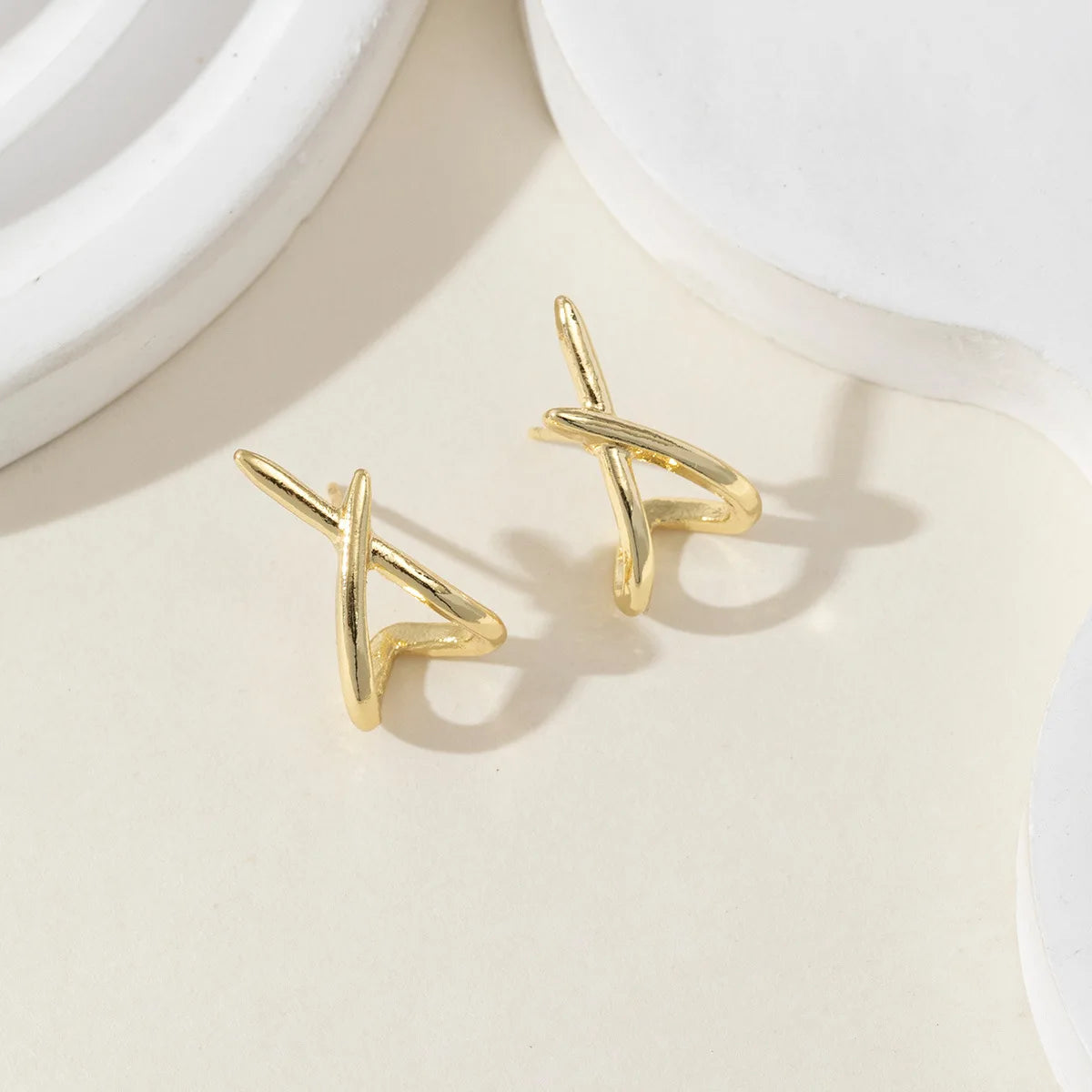 LATS Trendy Gold Color Cross Stud Earrings for Women Dainty Simple Minimalist Earring Fashion Jewelry Party Gifts Wholesale Pi-Mart