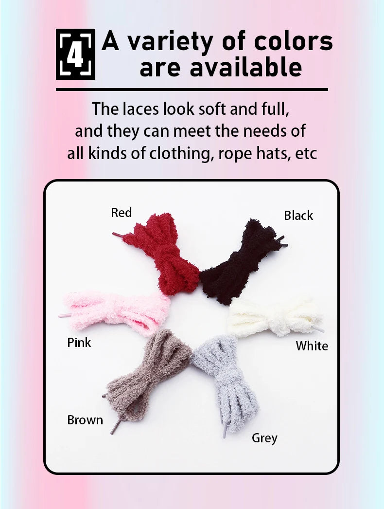 Fashion round plush laces Quality 1cm wide Sneakers Flats Casual laces Shoe accessories 80 /100 /120 /140 /160 Laces 1Pair Pi-Mart
