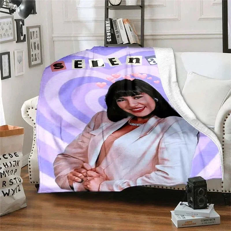 Selena Quintanilla Vintage Blanket Art Flannel Soft Warm Plush Blanket for Sofa Bed Bedroom Living Room Travel Picnic Blanket Pi-Mart