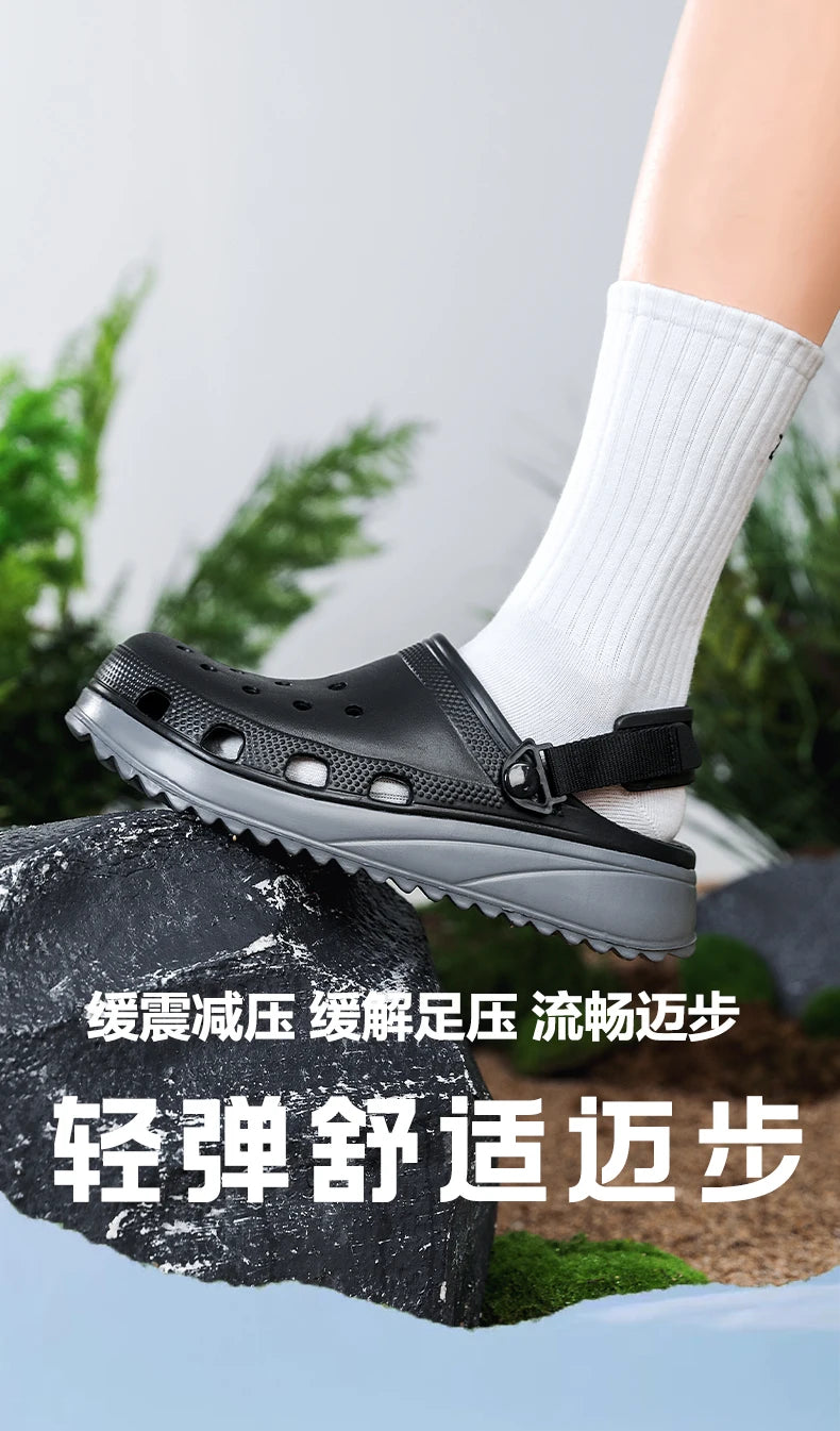 Casual Clogs Men 2026 New Trendy Summer Beach Sandals for Men Thick-bottom EVA Garden Shoes Closed-toe Fashion Slippers for Men Pi-Mart