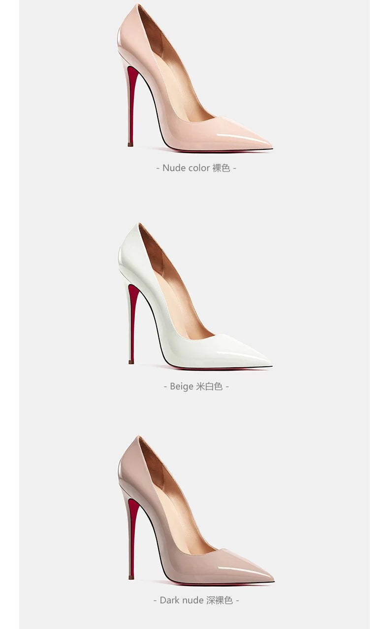 Women heels 2026 leather Heels for women Luxury Brand Pumps Red sole Pointed Toe High Heels Elegant Stiletto Ladies Prom Shoes Pi-Mart