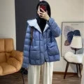 90% White Duck Down Women Down Jackets 2023 New Female Stand Collar Single-Breasted Puffer Jacket Casual Loose Hooded Parkas LadyShow.Store