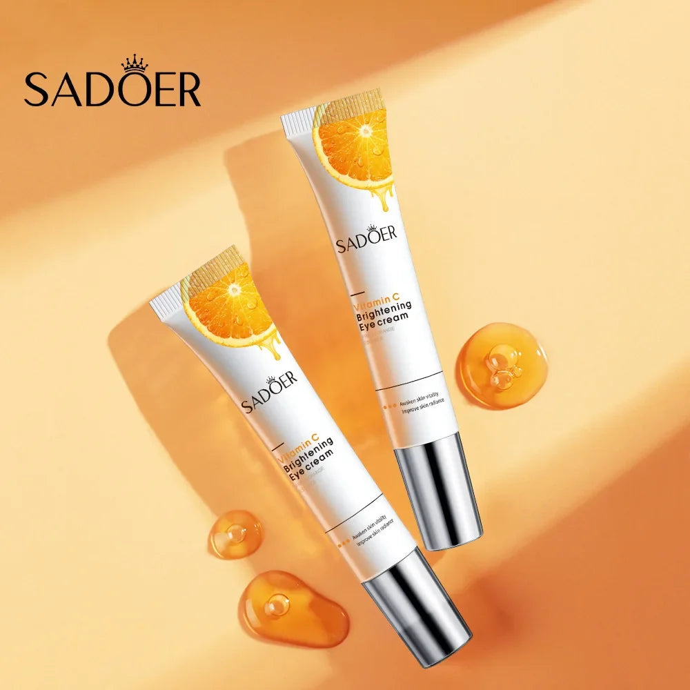 SADOER Vitamin C Eye Cream Moisturizing Anti Dark Circles Eye Bags Firming Anti-puffiness Beauty Eyes Skin Care Products Tri Light Beauty