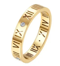 Personality Round Beads Ring Band Small Clear Crystal Zircon Waterproof Stainless Steel Rings Simple Granular Fine Jewelry Pi-Mart