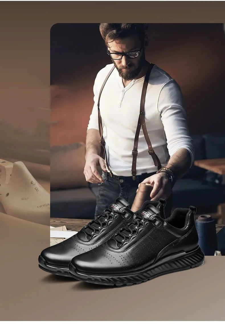 Genuine Leather Treking Shoes Mens Casual Shoes Business Brand Male Footwear Soft Comfortable Walk Sneakers Pi-Mart