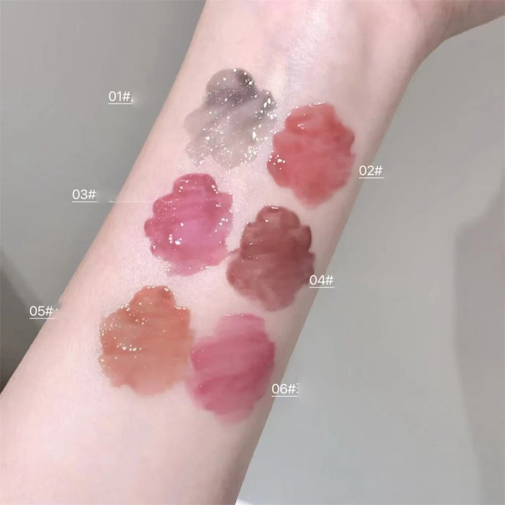 Crystal Nude Gray Glossy Lip Stain Mirror Korean Lip Glaze Sheer Nude Glitter Lip Tint Watery Shine Plumping Lipgloss Cosmetics Pi-Mart