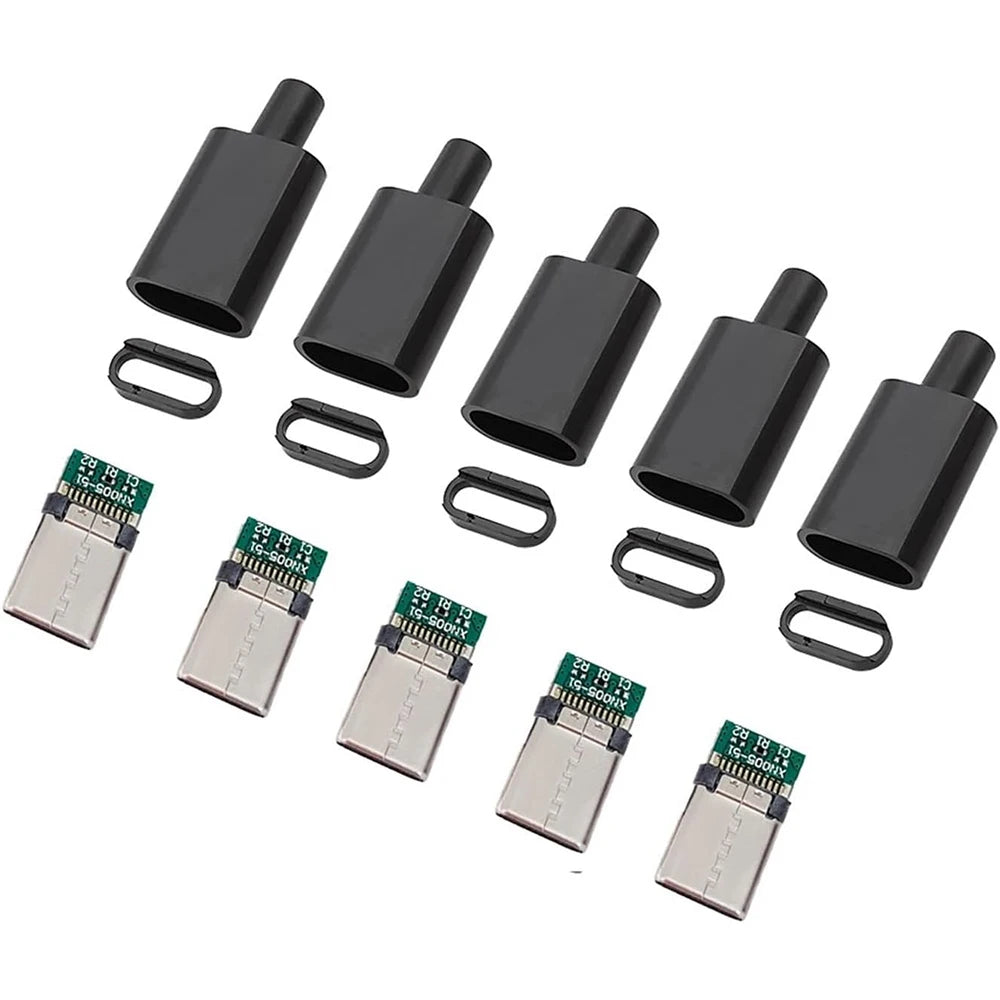 5/10 sets USB 3.1 Type C Connector Male Plug DIY Solder Wire USB C Male Adapter Cable for DIY Data Line Interface Male Socket Pi-Mart