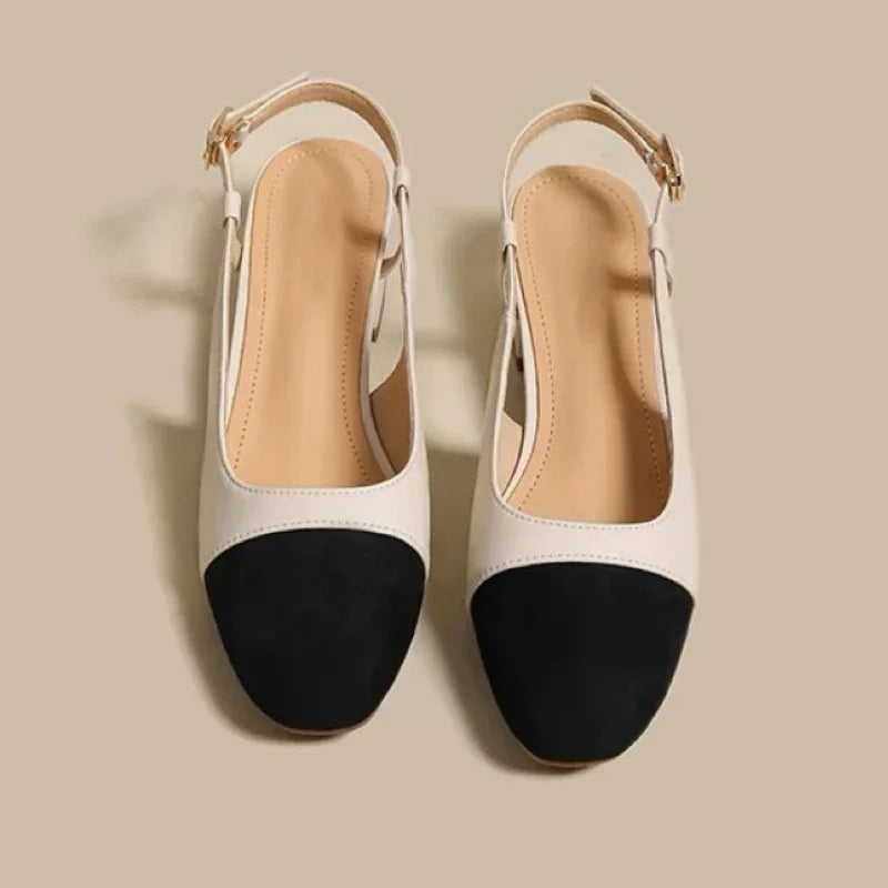New 2025 Summer Women's Sandals Elegant Medium Heel Toe Mules Comfortable Office Women's Shoes Buckle Heels Dress Shoes LadyShow.Store