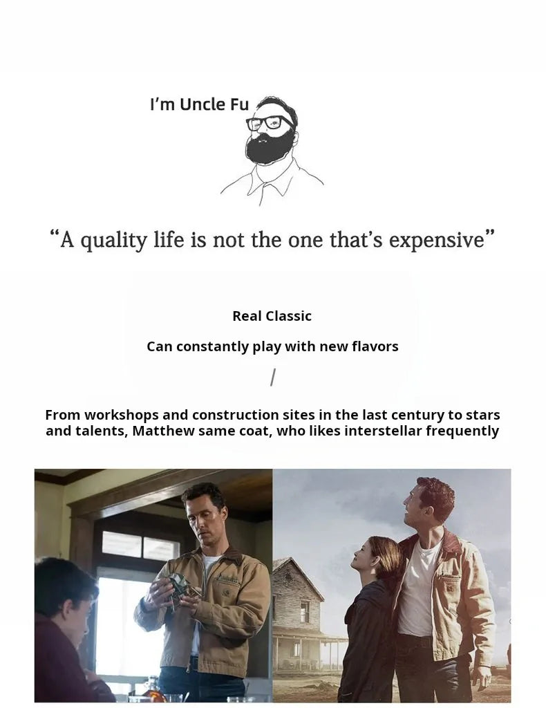 Maden Men's Retro J001 Detroit Jacket Heavyweight Canvas Hunting Coat Lapel Collar Work Jackets with Zipper for Spring Fall Pi-Mart