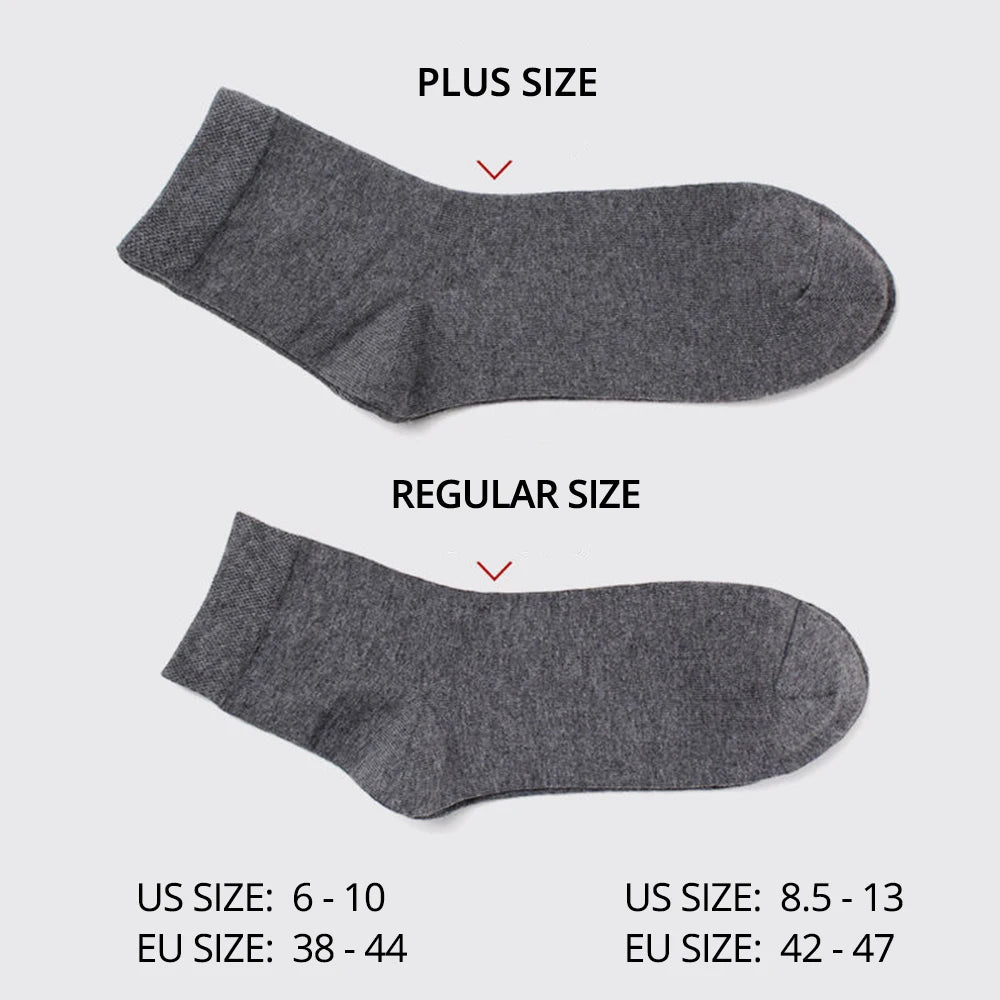 HSS 5/10 Pairs Men's Cotton Blend Socks Black Business Men Socks Soft Breathable Summer Winter for Male Socks Plus Size (6.5-14) Pi-Mart