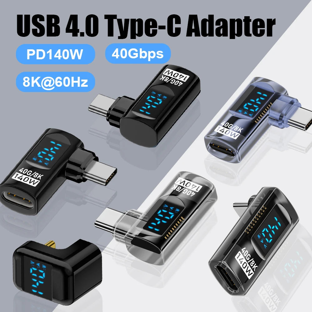 90 Degree USB C Adapter Right Angle U Shape Type C Adapter 40Gbps Data Transfer PD 140W USB4.0 8K 60Hz Video for Thunderbolt 3/4 Pi-Mart