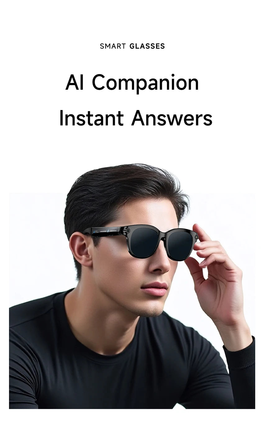 Lenovo 2026 New 8K AI Translation AI Smart Glasses Bluetooth Calling Music Player Camera Control Anti Blue Light Sunglasses Pi-Mart