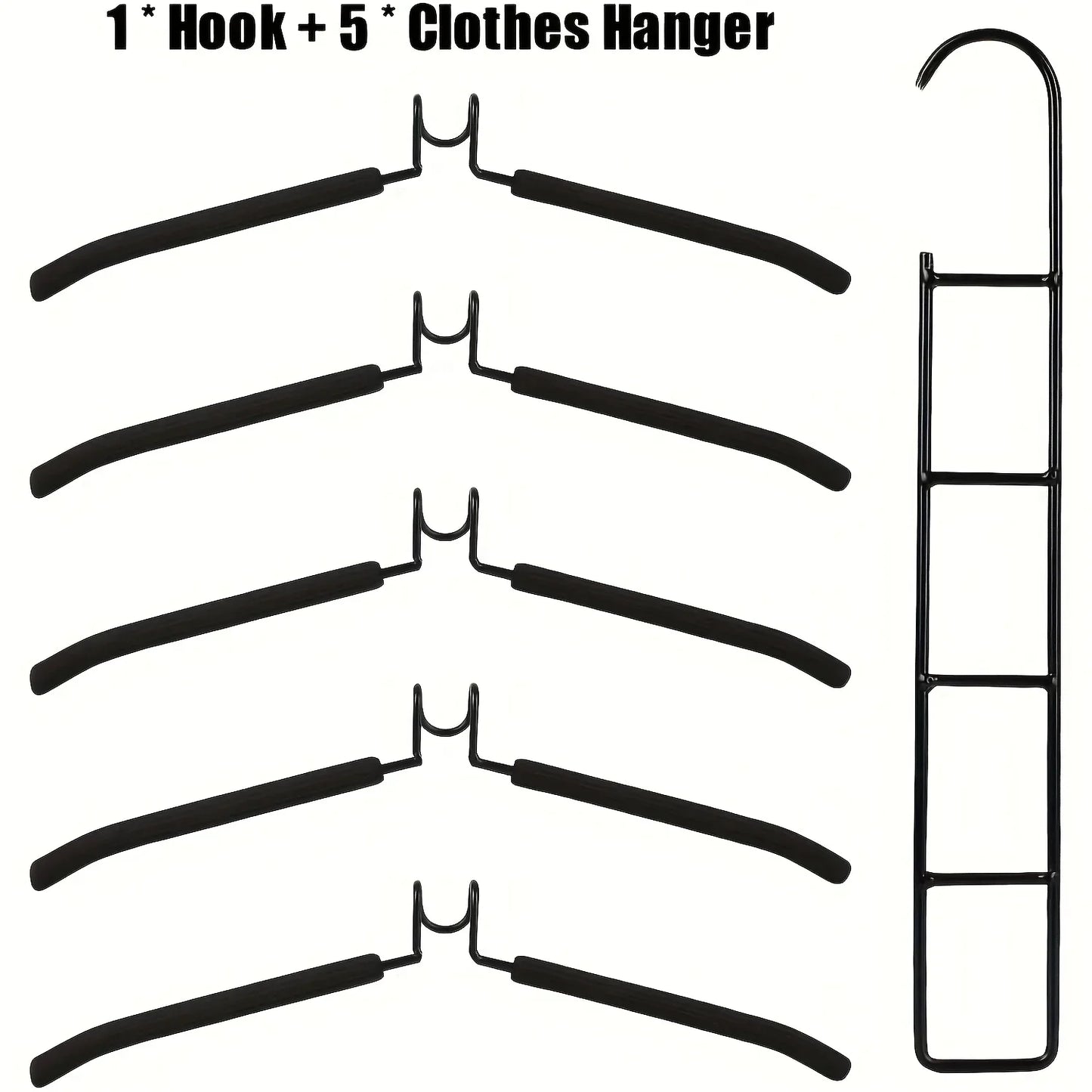 5pcs Multi-Tier Hanging Closet Hanger with Hooks Space-Saving Organizer for Closet Coats Shirts Dresses Jackets Hanging Storage LadyShow.Store