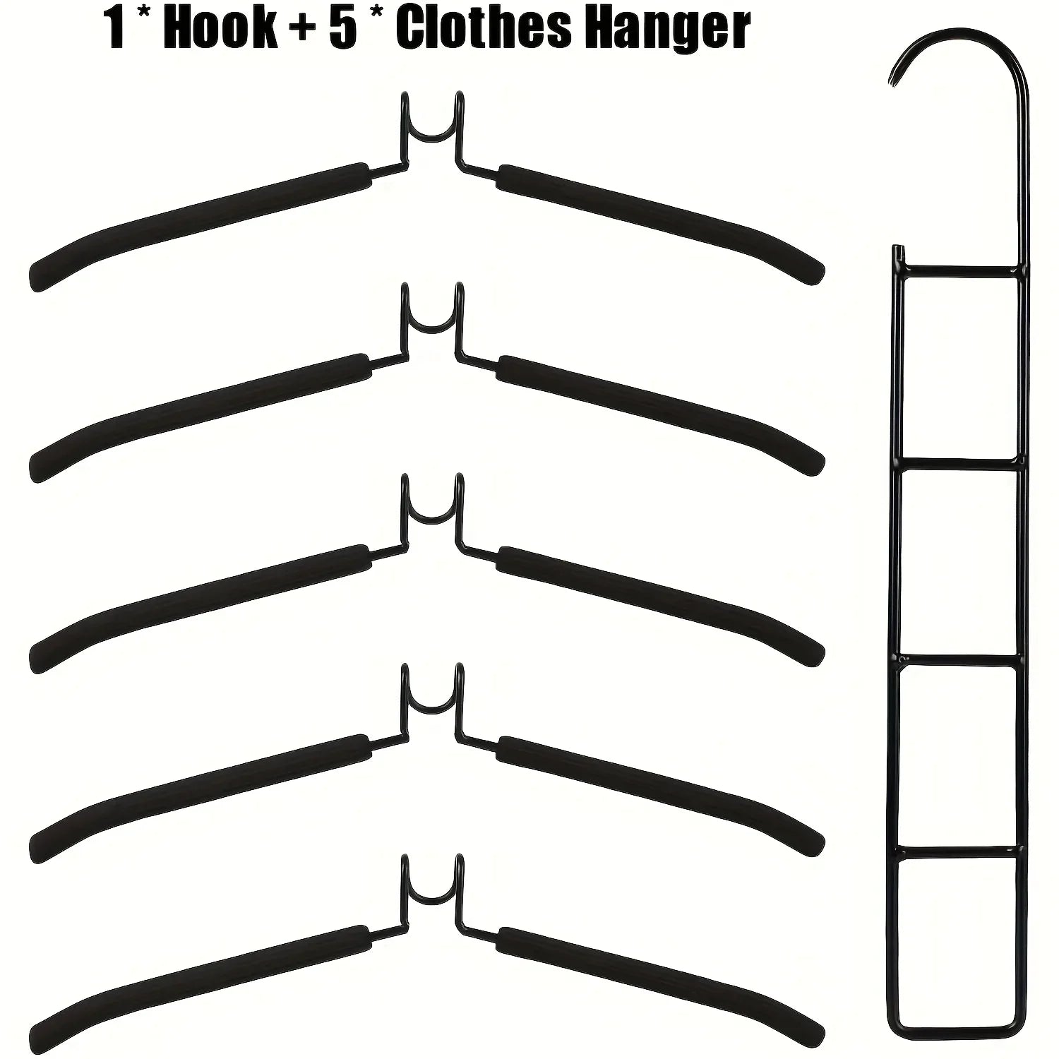 5pcs Multi-Tier Hanging Closet Hanger with Hooks Space-Saving Organizer for Closet Coats Shirts Dresses Jackets Hanging Storage LadyShow.Store