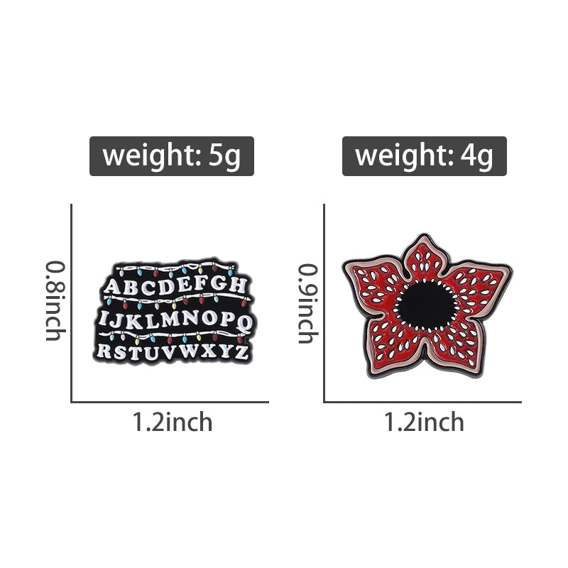 Sci-fi Horror Movies Brooch Enamel Pins Red Cannibal Flowers And 26 English Letter Brooches Backpack Lapel Badge Jewelry Gifts Pi-Mart