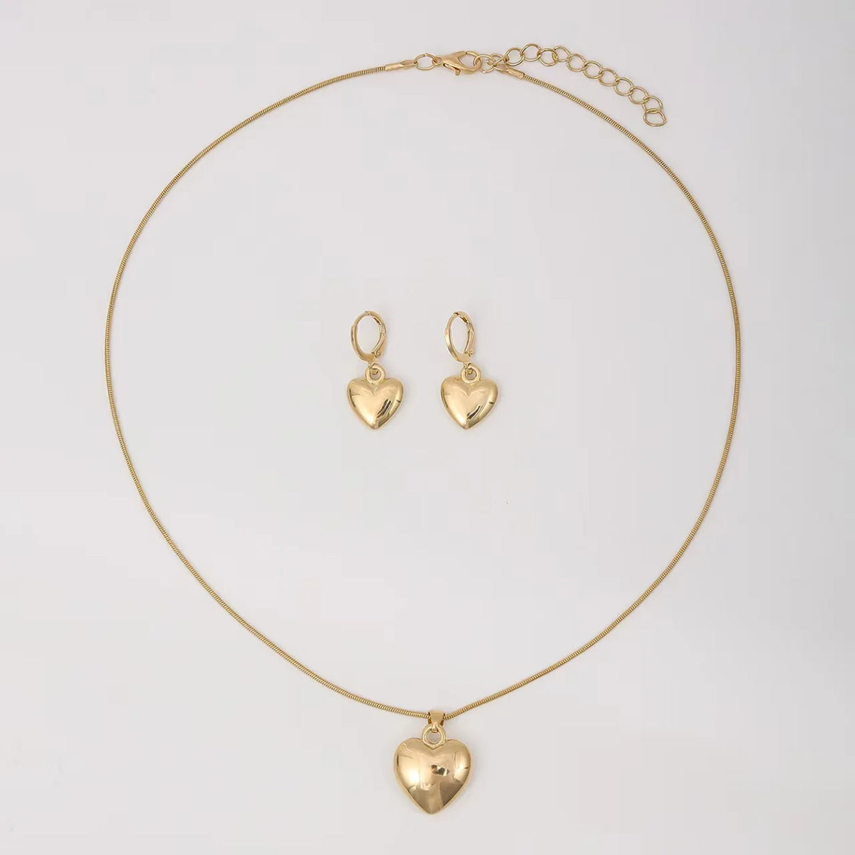 Two-piece heart-shaped necklace jewelry set - Heart pendant necklace and earring set, perfect for women's daily wear or parties. Pi-Mart