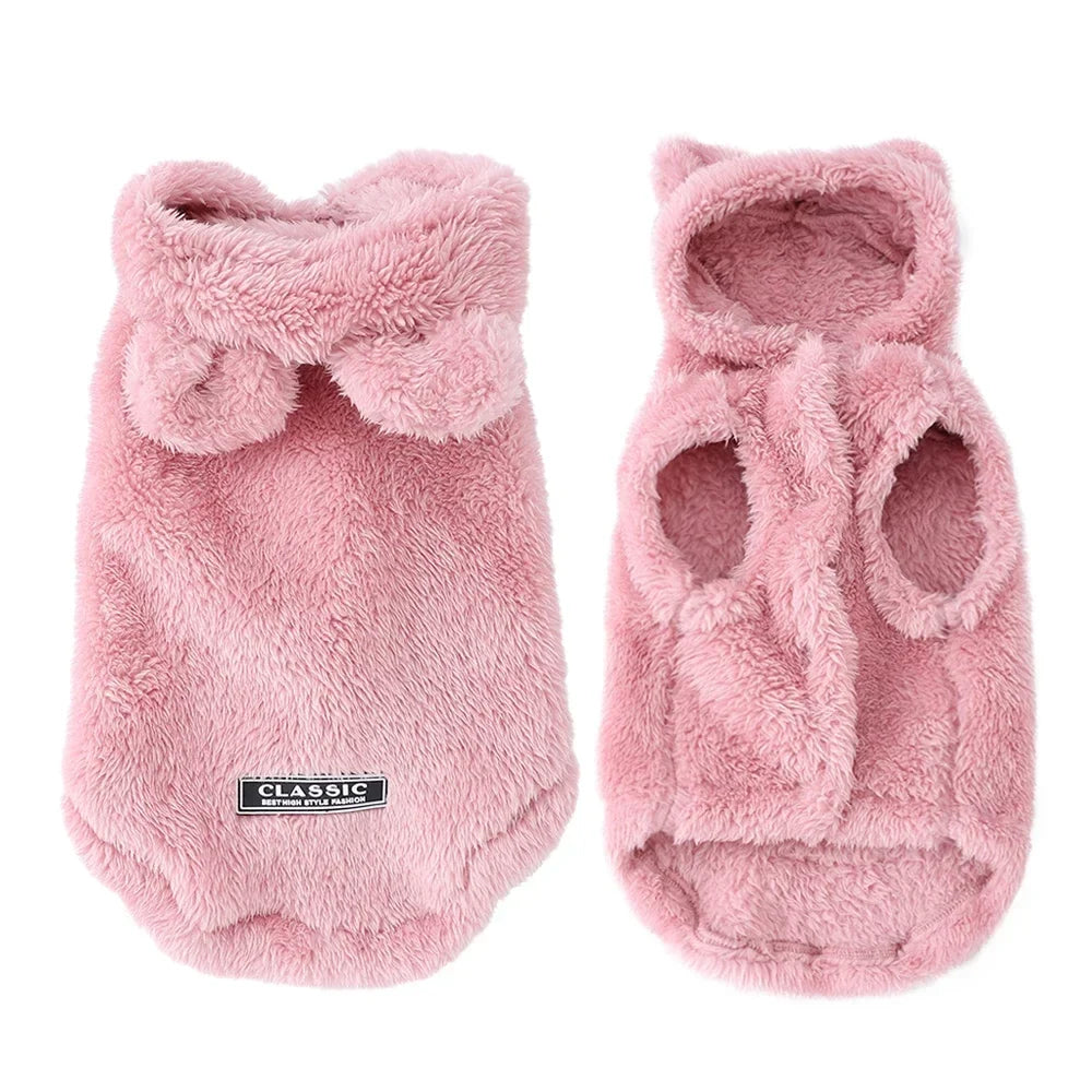 Soft Fleece Pet Dog Clothes Cute Hoodie Coat For Small Medium Dogs Cats Autumn Winter Puppy Hooded Jacket Sweater Pug Apparel LadyShow.Store