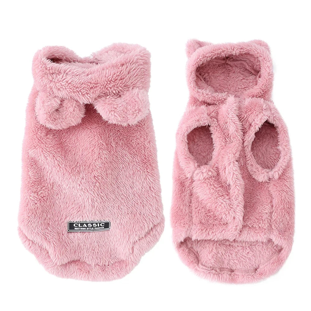 Soft Fleece Pet Dog Clothes Cute Hoodie Coat For Small Medium Dogs Cats Autumn Winter Puppy Hooded Jacket Sweater Pug Apparel Pi-Mart