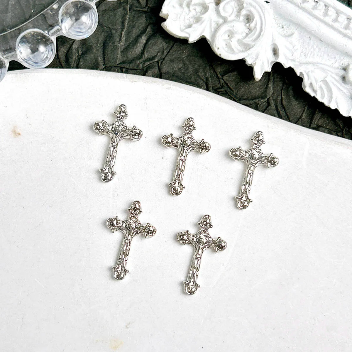 20PCS 3D Light Luxury Classic Cross Nail Charms Creative Exquisite Retro Alloy Cross Nail Art Decorations for DIY Cool Manicure Pi-Mart