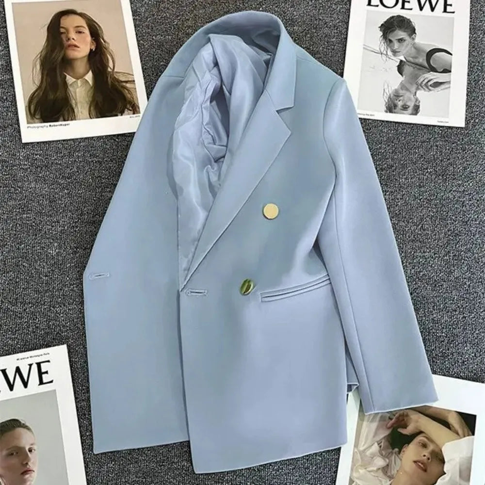 Women Suit Blazer Elegant Coat 2025 Spring Autumn Fashion Korean Blazer Luxury Double Breasted Jacket Solid Ladies Tops Clothes LadyShow.Store