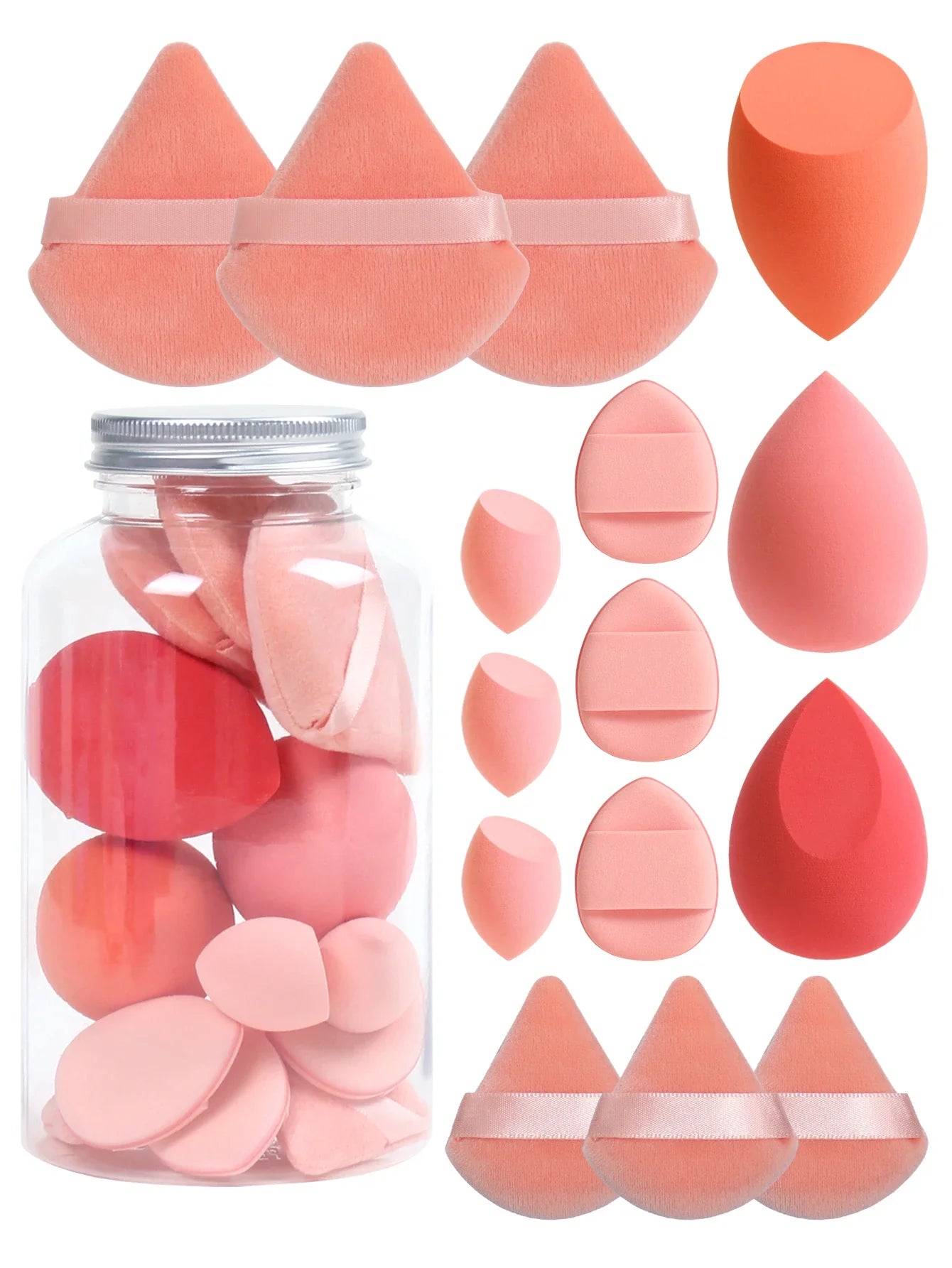 Spring 15 Cans,3 Loose Powder Puffs & 3 Mini Loose Powder Puffs & 3 Mini Makeup Eggs & 3 Mini Air Cushion Puffs, Foundation Mix LadyShow.Store