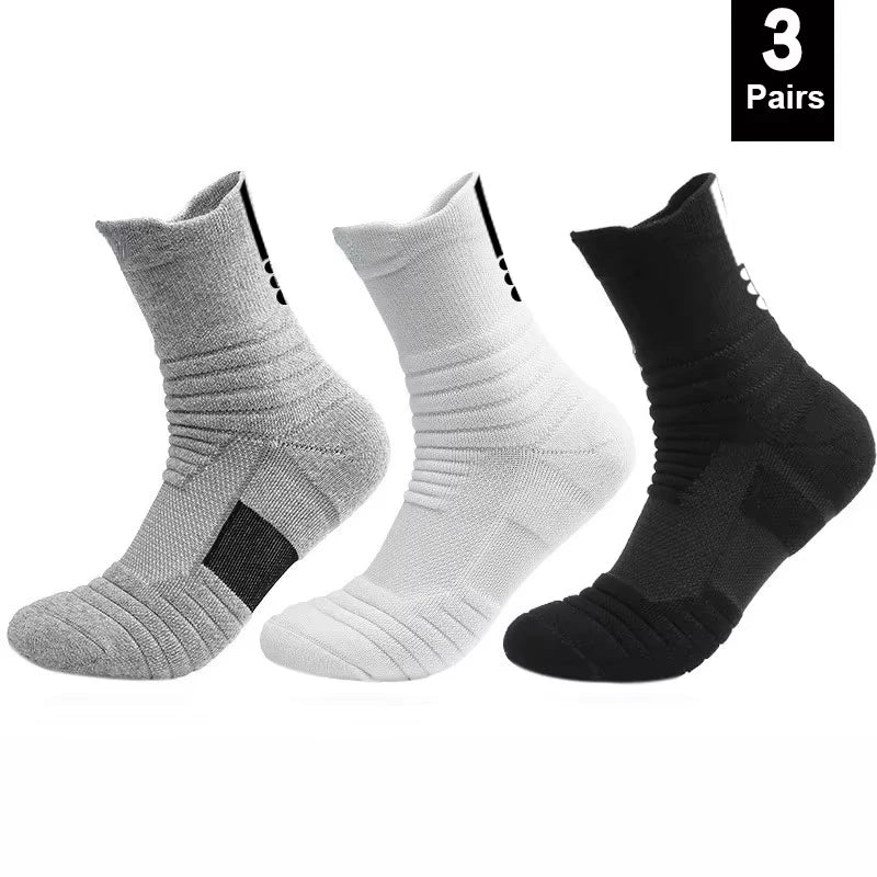1/3 Pairs Anti-slip Football Socks Men Cotton Sock Short Long Tube Soccer Basketball Sport Socks Breathable Deodorous Sock 39-45 Pi-Mart
