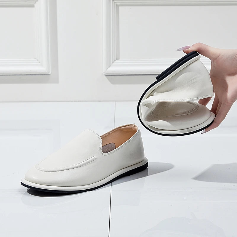 AIYUQI Loafers Women 2026 New Spring Round Toe One Foot Slip-on Shoes Women Genuine Leather Soft Flats Shoes Women Pi-Mart