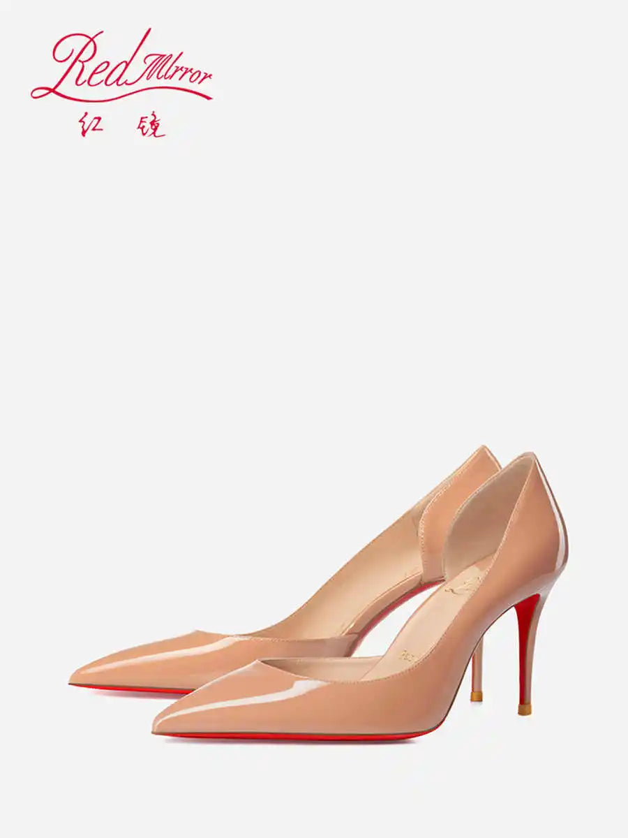 Elegant Hollow Women's High Heels 2026 Luxury Brand Black Pointed Toe Pumps Red Shiny Bottoms Sexy Fashion Ladies Shoes Women Pi-Mart