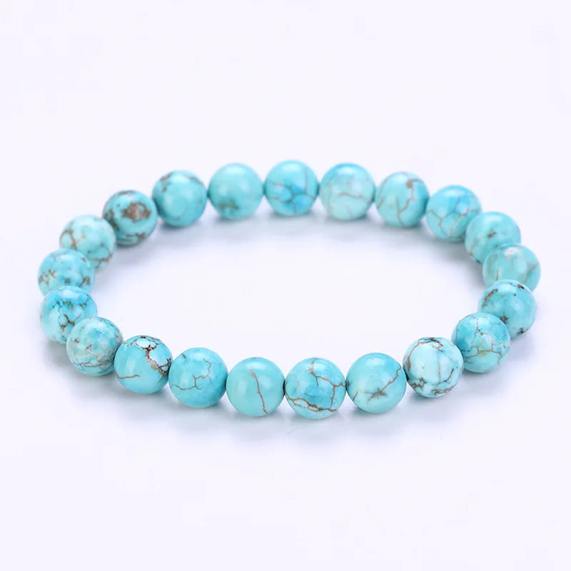 LE SKY Natural Stone Beads Rhodochrosite Bracelets Lucky Charm 8mm Black Stone Bracelets for Men Women Pi-Mart