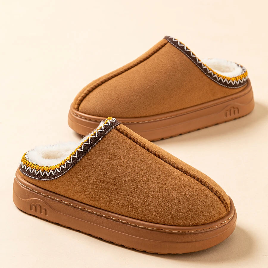 Winter Women's Slipper Fashion Fuzzy Fur Anti-slip Soft Sole Outdoor Indoor Warm Comfort Men Leisure Plush Houseshoes Couple Pi-Mart