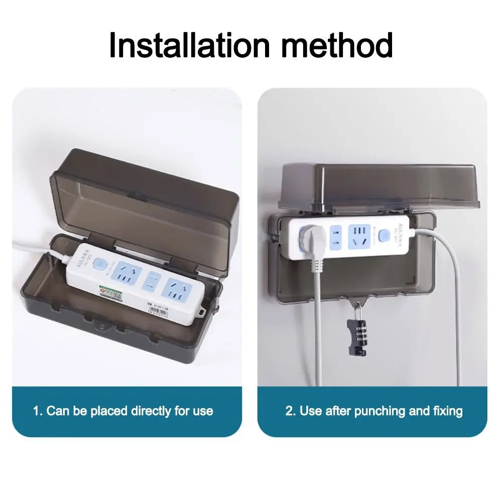 Durable Plastic Plug Box Anti-theft Waterproof Cable Management Box Protect Outlet Weatherproof Extension Lead Cover Outdoor Pi-Mart