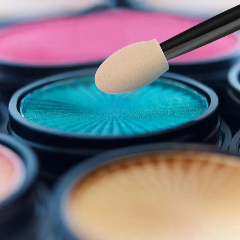 Cuttte 50/100PCS Disposable Dual Sides Eye Shadow Sponge Applicators with Container,  Length Eyeshadow Brushes Makeup Applicator LadyShow.Store