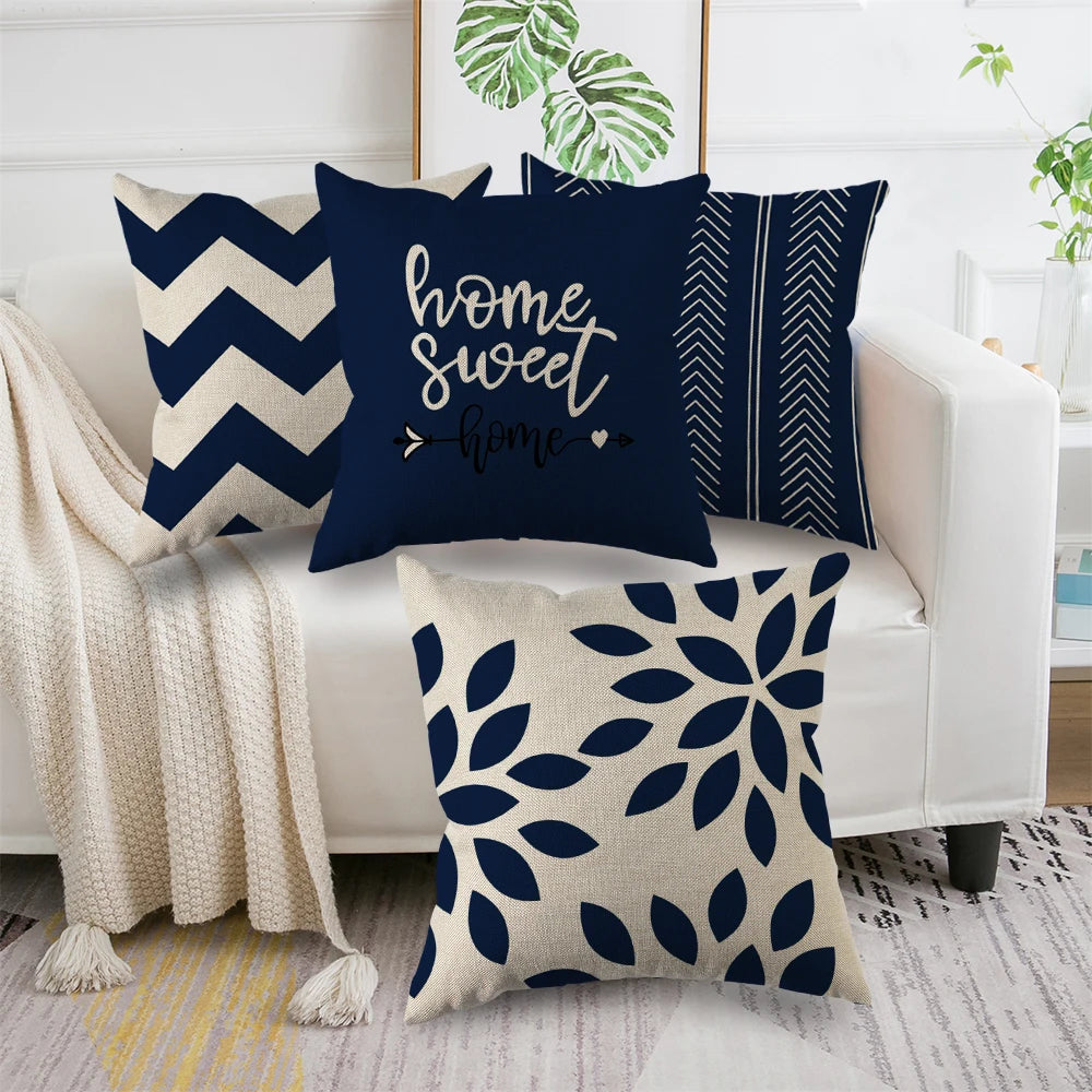 4Pcs Linen Square Cushion Cover,single-sided Printed Pillowcase ,Home Decor ,Room Decor,Living Decor,Bedroom Decor Pi-Mart