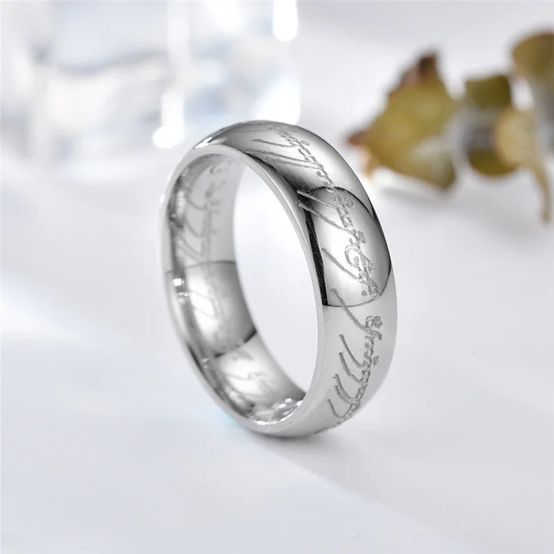 6MM Stainless Steel Laser Engraving Exquisite Couples Wedding Rings, Men And Women Fashion Movie Jewelry Gifts Wholesale Pi-Mart