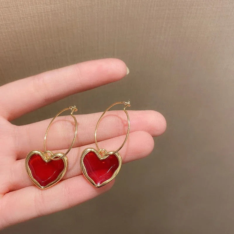 New Fashion love Heart Pearl Earrings for Women Sweet Elegant Temperament Drop Earring Trend Jewelry Accessories Pi-Mart
