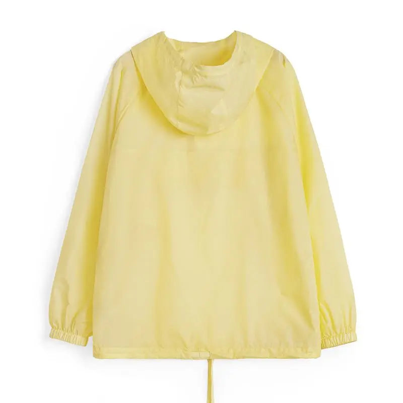 Maden Women's Ultra Lightweight Sun Protection Hoodie Sheer Breathable Pullover Half Button Loose Fit Summer Jacket Yellow LadyShow.Store