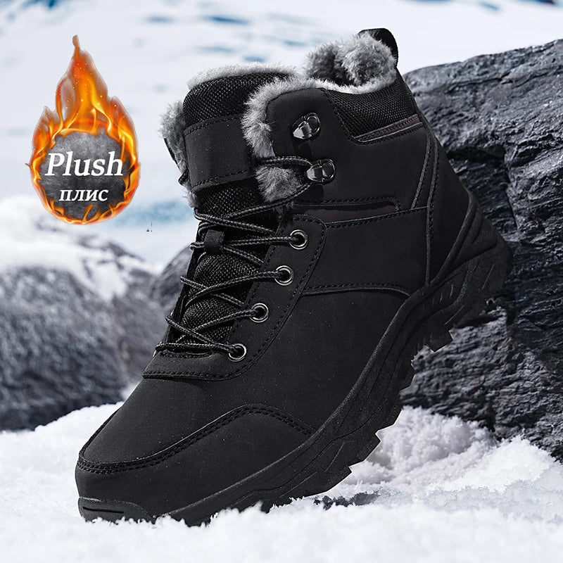 New Autumn and Winter High-Top Thick-Soled Fleece-Lined Men's Snow Boots, Outdoor Hiking Shoes, Hunting Boots, Hiking Boots Pi-Mart