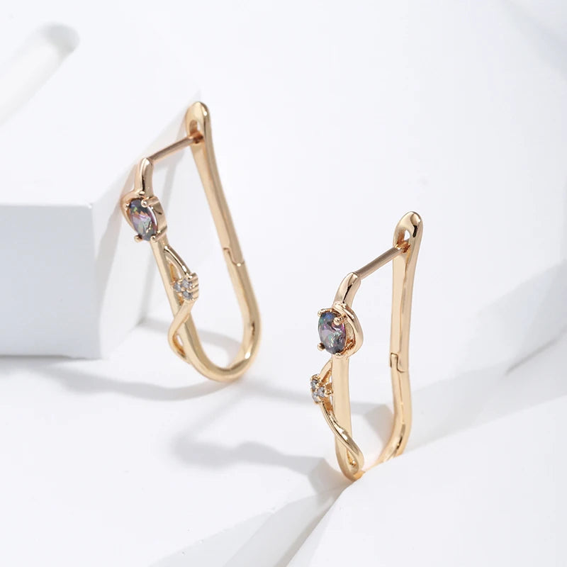 Kinel New 585 Rose Gold Long Earrings Trendy Natural Zircon Earrings Luxury Jewelry 2022 Gifts For Girls'Temperament Accessories Pi-Mart