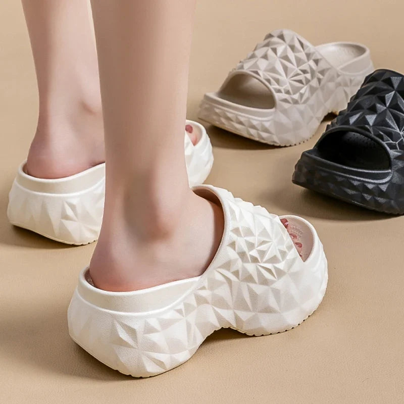 Women's Chunky Platform Slippers Summer Comfort Soft Thick Bottom Slides Woman for Sandals New Open Toe Non-slip Beach Shoes LadyShow.Store