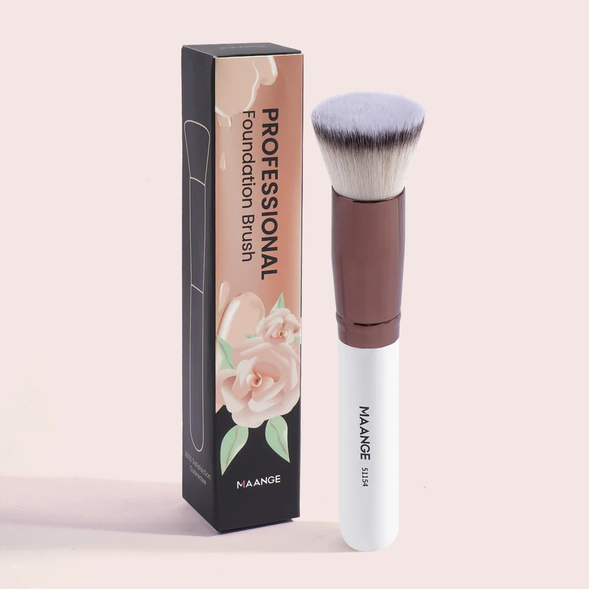 MAANGE 2PCS Foundation Makeup Brush Set Flat Angled Kabuki Powder Blush Brush For Liquid Soft Bristles Cosmetic Makeup Tools Tri Light Beauty