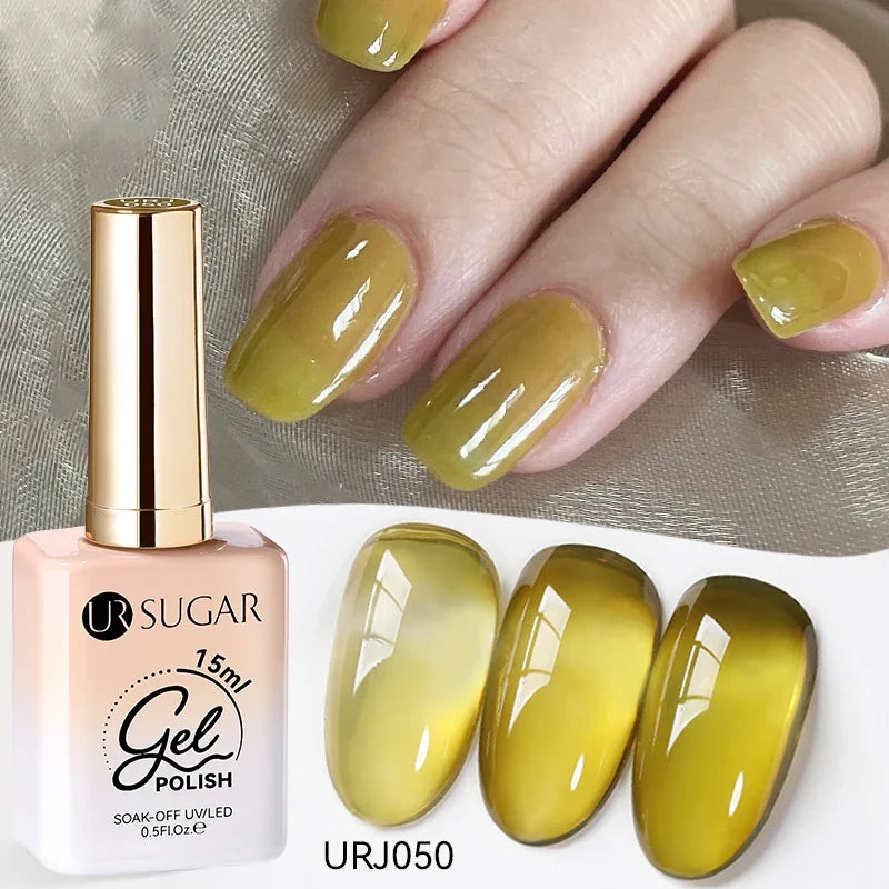 UR SUGAR 15ml Jelly Milky White Translucent Color Gel Polish Semi Permanent UV Gel Nail Art Soak Off Gel Varnish Latest Fashion Tri Light Beauty