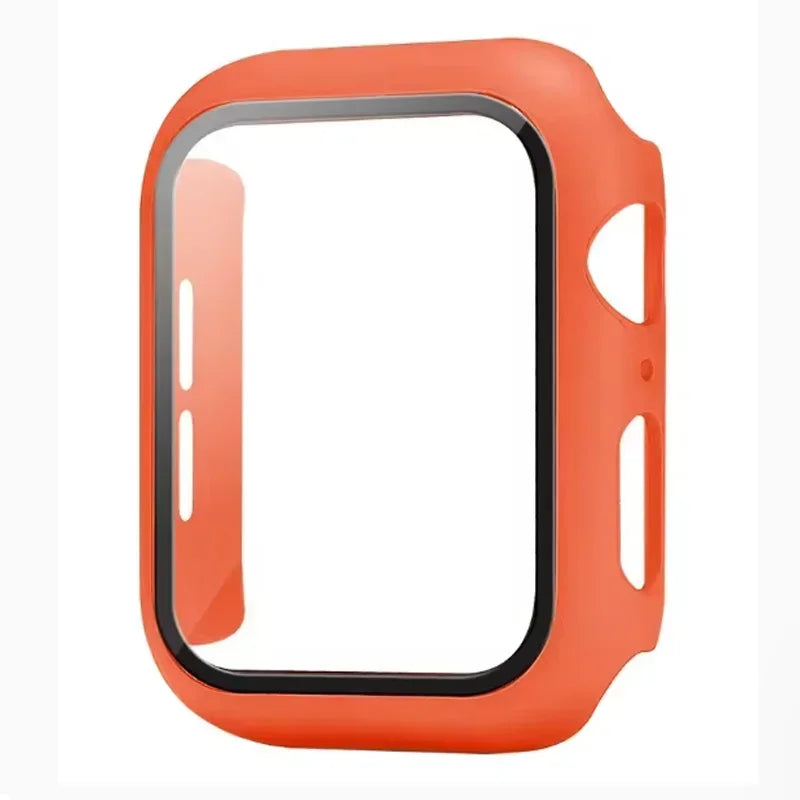 Tempered Glass+Case For Apple Watch 38-40mm 41mm 42mm 44mm 45mm 46mm Screen Protector Protective Cover iWatch 11 10 8 7 9 6 SE 5 LadyShow.Store